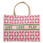 Royal Standard Pickleball Love Juco Tote   Pink/Green/White   19x14x7.5