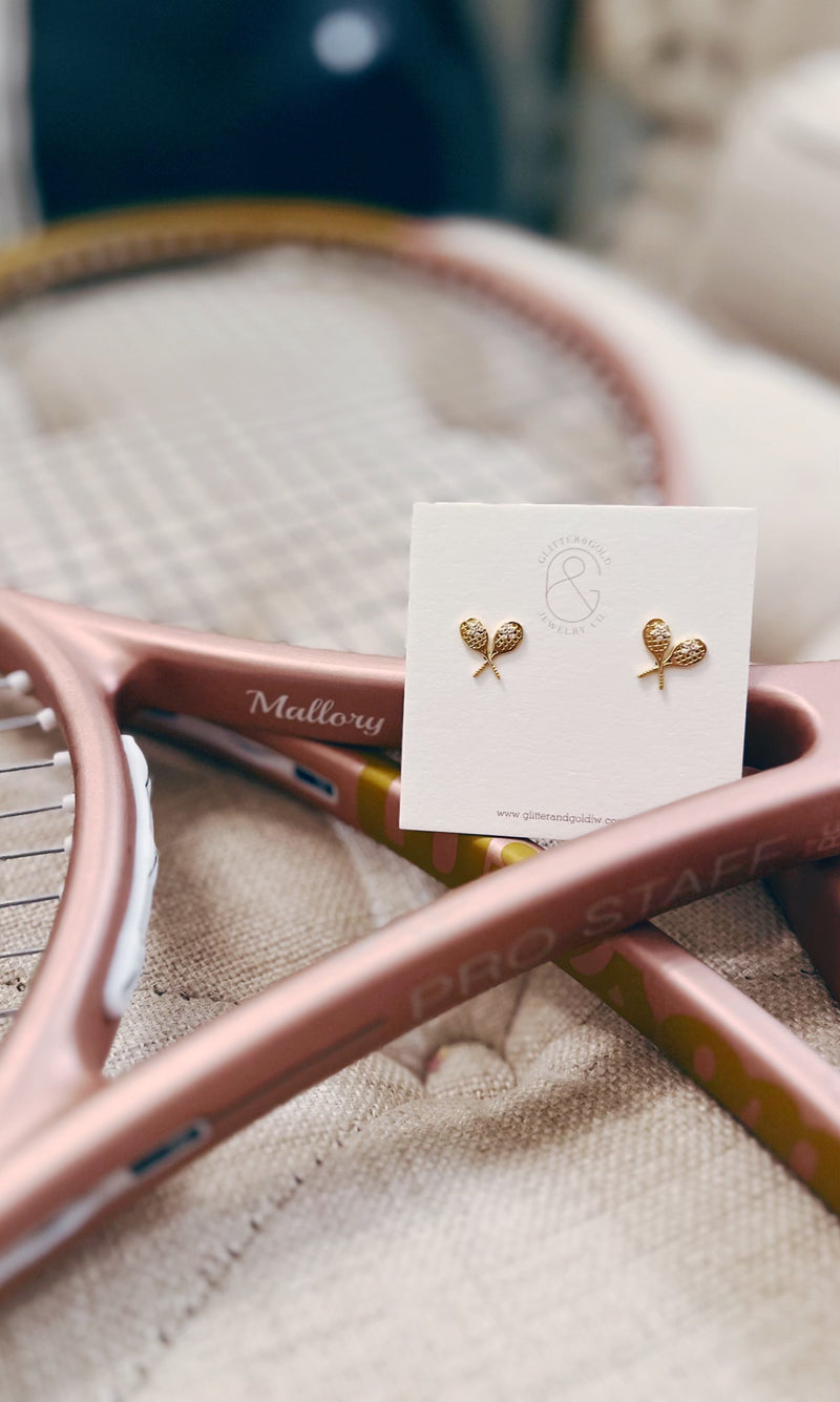 Double Tennis Racket Stud Earrings