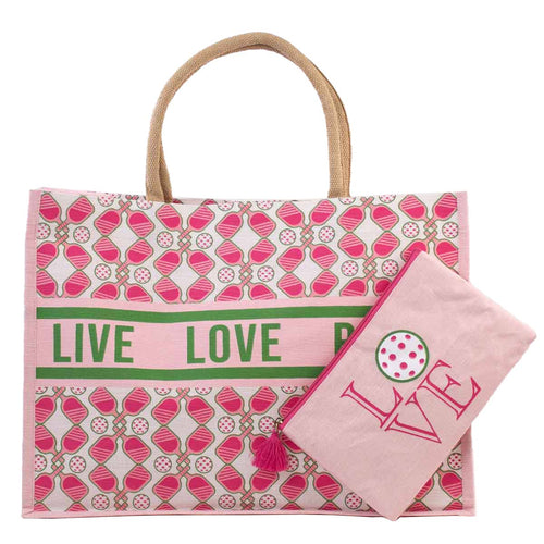 Royal Standard Pickleball Love Juco Tote   Pink/Green/White   19x14x7.5