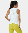 Halara White Cut Out Crossover Tank Top