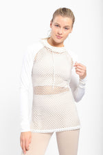 Mono B Active Fishnet Hoodie Pullover