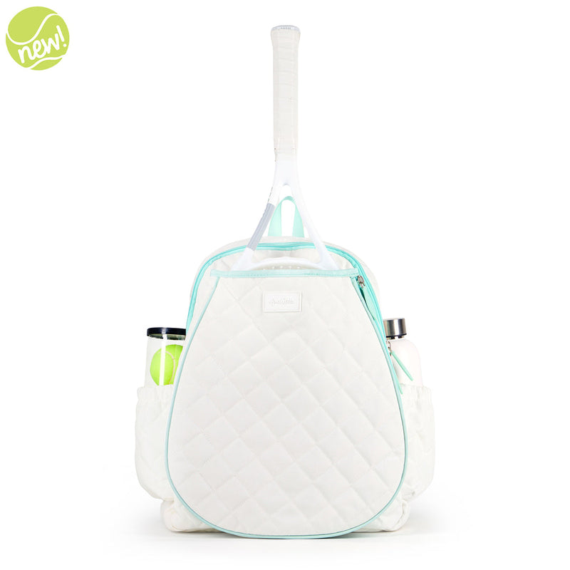 Ame & Lulu Quilted White/Light Blue Game on Tennis Backpack