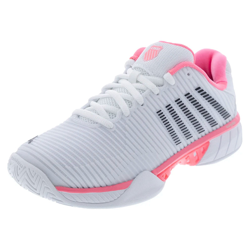 K-Swiss Women`s Hypercourt Express 2 Tennis Shoes White and Neon Pastel Pink