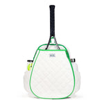 Ame & Lulu Quilted White/Green Game on Tennis Backpack
