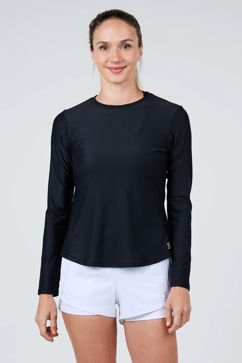 Sofibella Mesh Long Sleeve Top Black