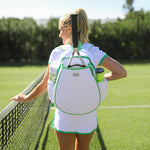 Ame & Lulu Quilted White/Green Game on Tennis Backpack