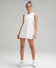 Lulu Grid Texture Sleeveless Tennis Dress